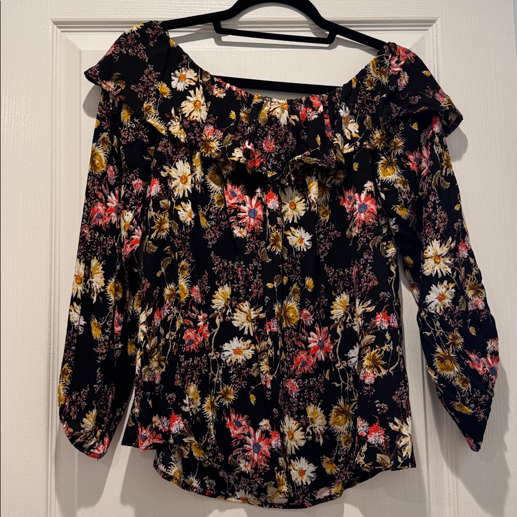 H.I.P. Floral Black Off The Shoulder Blouse